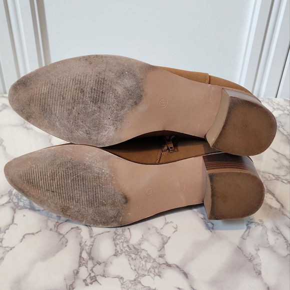 Womens Pointed Toe Booties  with Block Heel, Side Zipper Elastic Ankle Size 11 - Picture 4 of 4